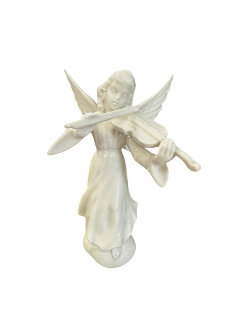 Vintage Dresden Porcelain Figurine Angel Playing Violin Germany 5.5"